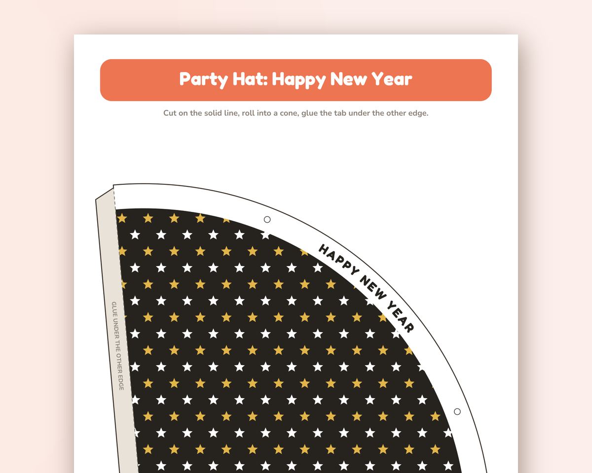 Printable Party Hats: 10 Patterned Cone Hat Templates (Birthday, New Year & More) printable preview 2