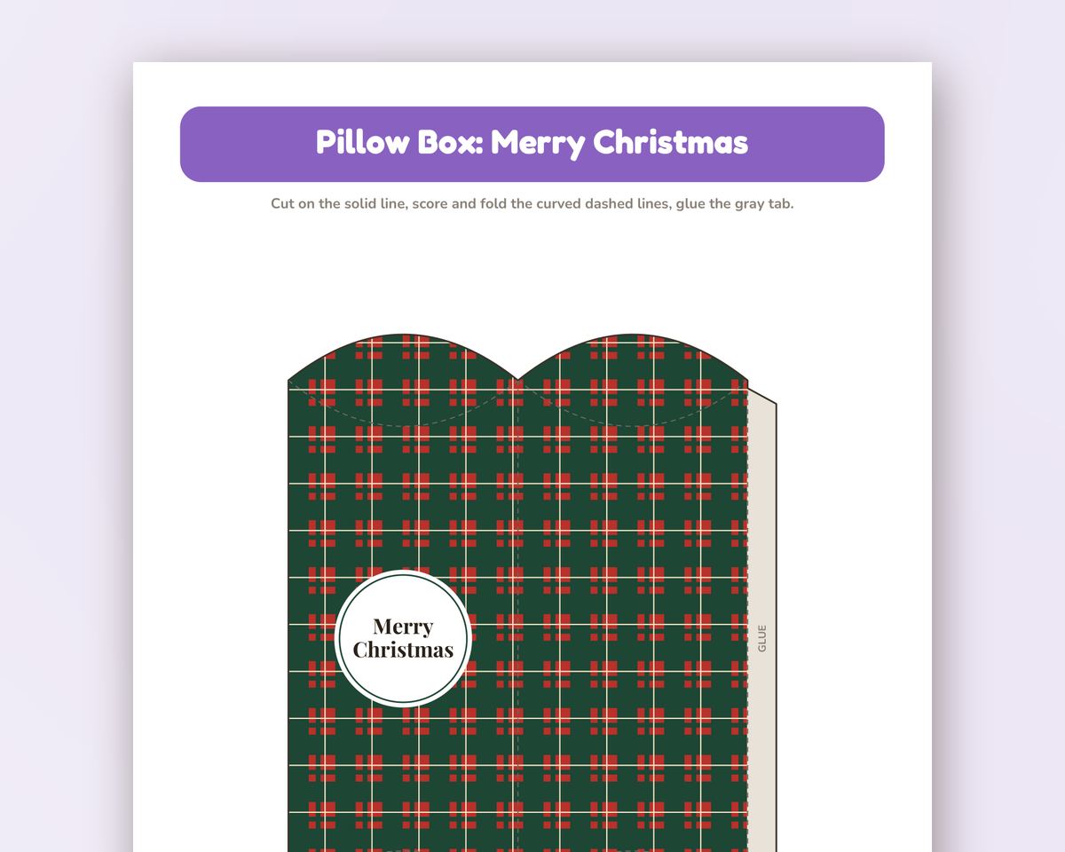 Free printable Printable Pillow Boxes sample page