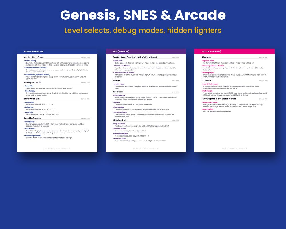 Retro Cheat Codes & Secrets printable preview 3