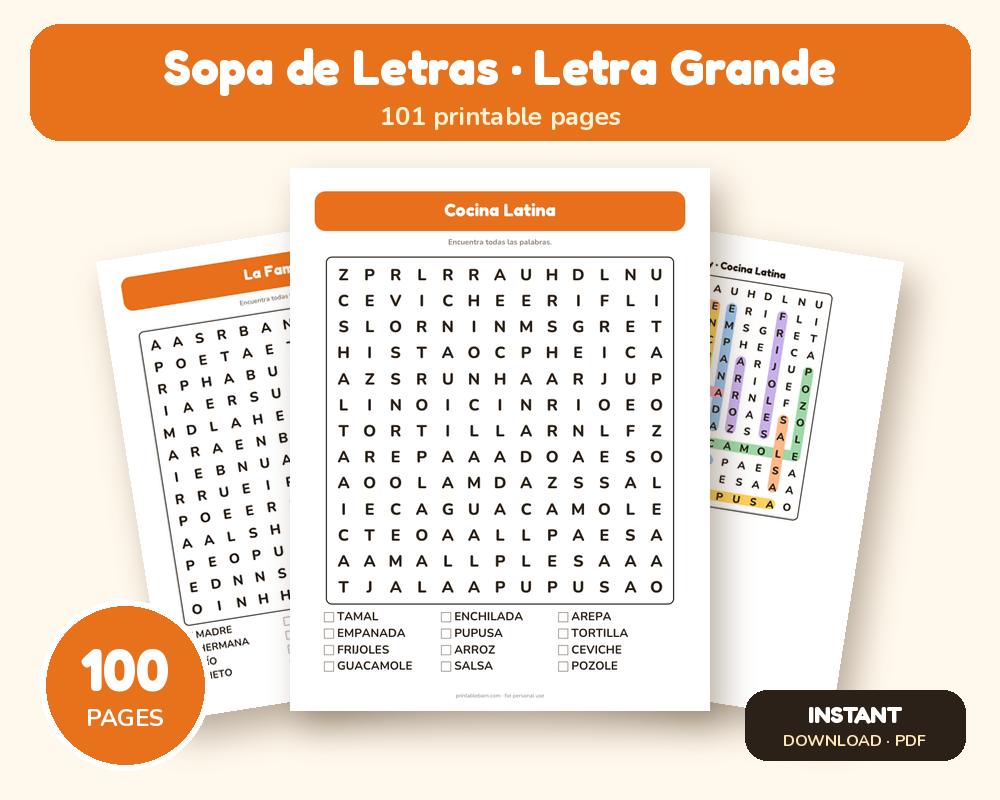 Sopa de Letras Letra Grande: 50 Puzzles in Spanish
