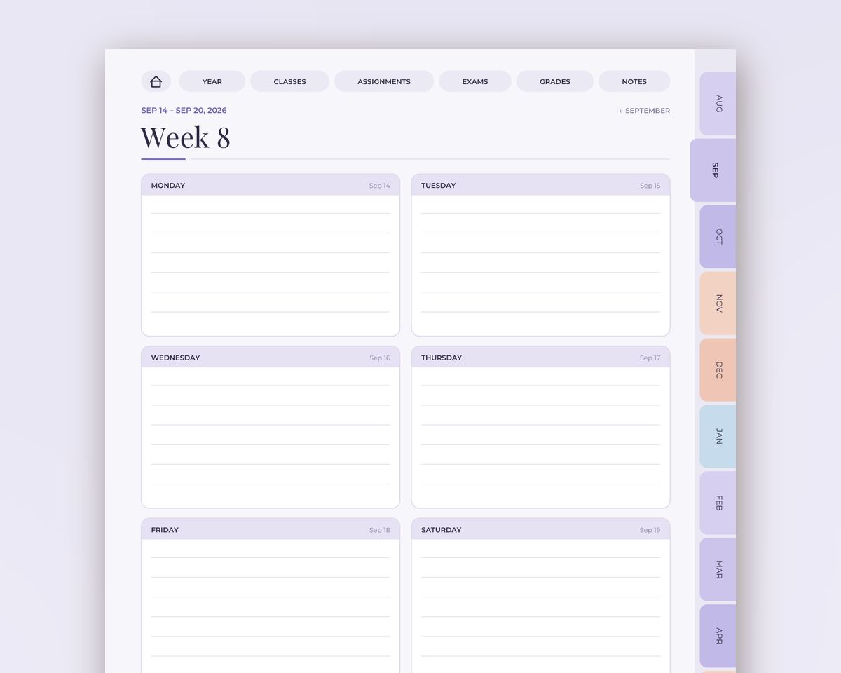 Student Digital Planner 2026-2027: Dated Academic iPad Planner for GoodNotes & Notability printable preview 2