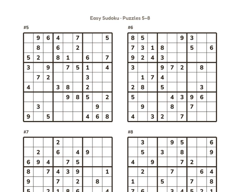 Easy Sudoku: 100 Printable Puzzles printable preview 2