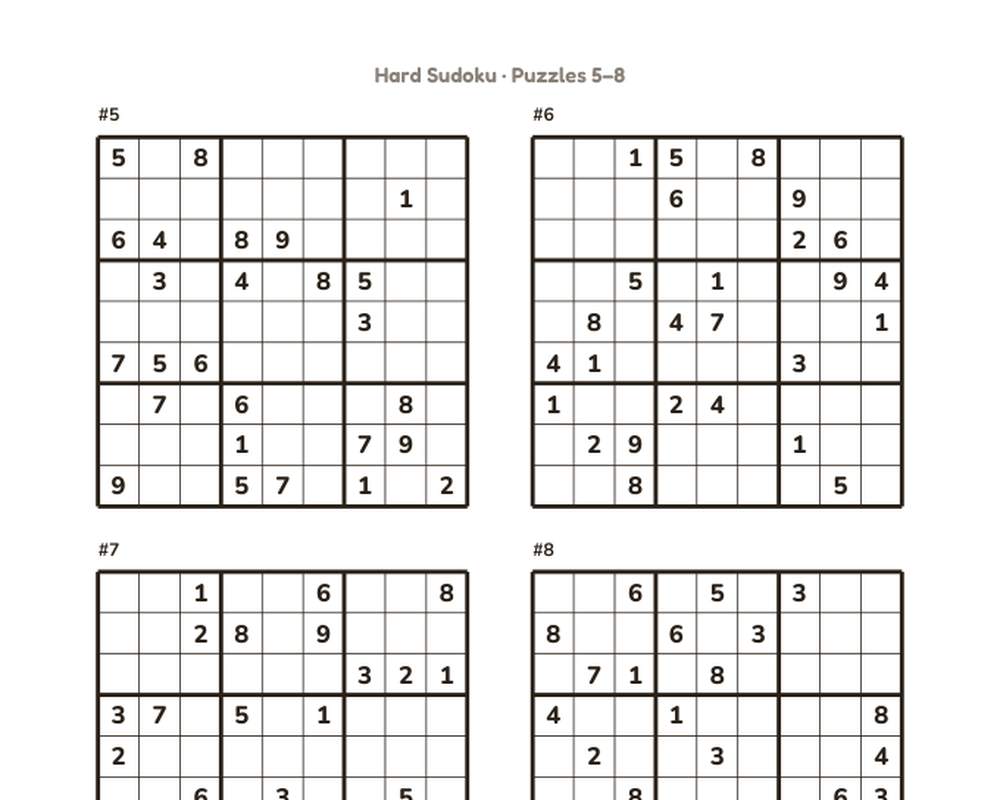 Hard Sudoku: 100 Printable Puzzles printable preview 2