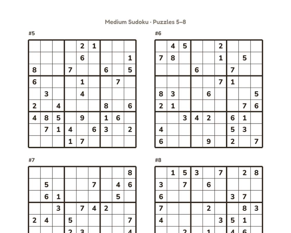 Medium Sudoku: 100 Printable Puzzles printable preview 2