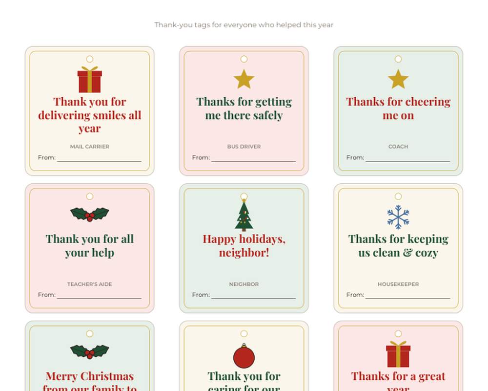 Teacher Christmas Gift Tags Printable: 36 Thank-You Tags for Teachers, Bus Drivers, Coaches, Neighbors & More printable preview 2