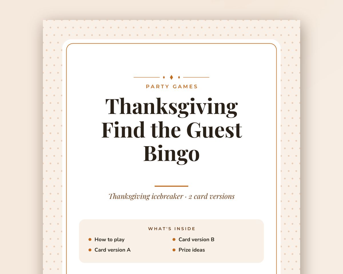Thanksgiving Games Bundle: 6 Printable Party Games (Would You Rather, Most Likely To, Find the Guest & More) printable preview 2