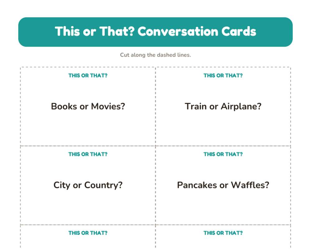This or That? 40 Conversation Cards for Seniors printable preview 2
