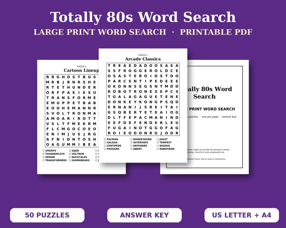Totally 80s Word Search