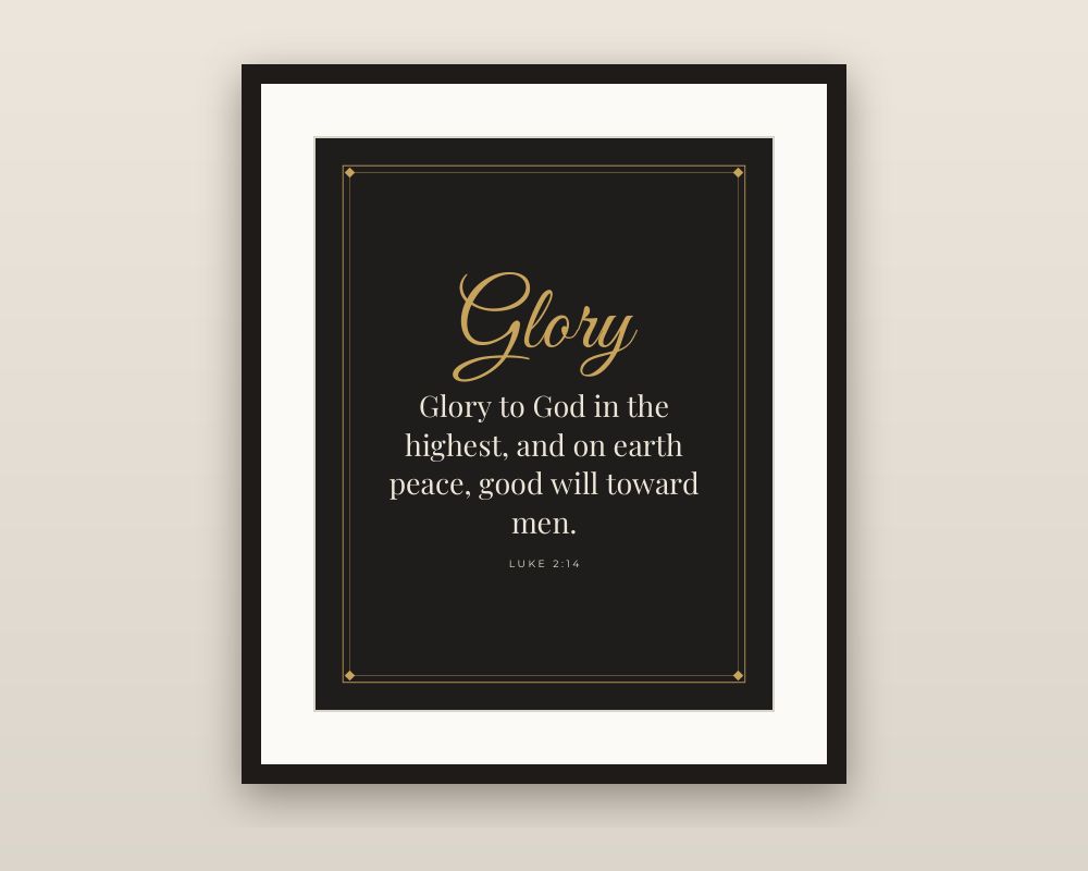 Christmas Scripture Wall Art Set of 3: Black & Gold Nativity Verse Prints printable preview 2