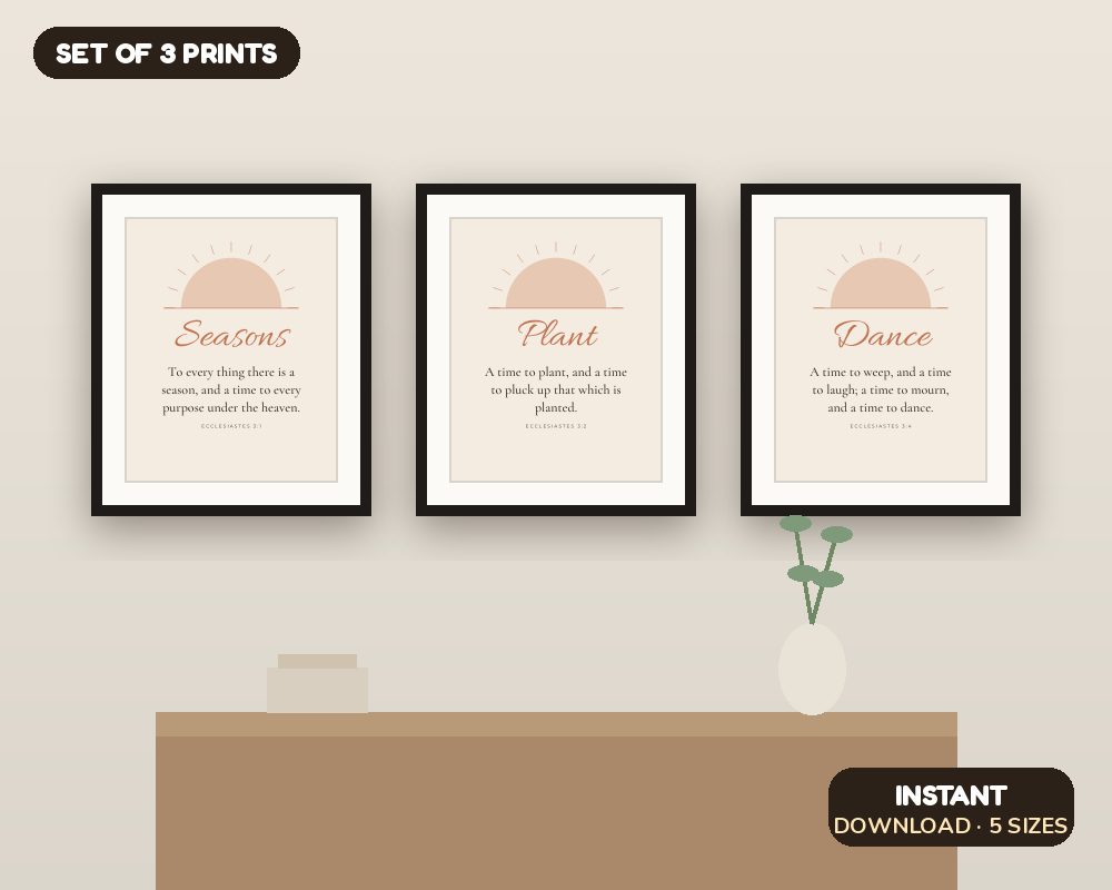 To Every Thing There Is a Season Wall Art Set of 3: Ecclesiastes 3 Prints