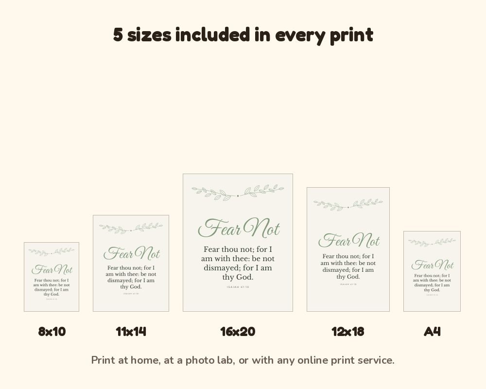 Fear Not Scripture Wall Art Set of 4: Encouraging Bible Verse Prints printable preview 3