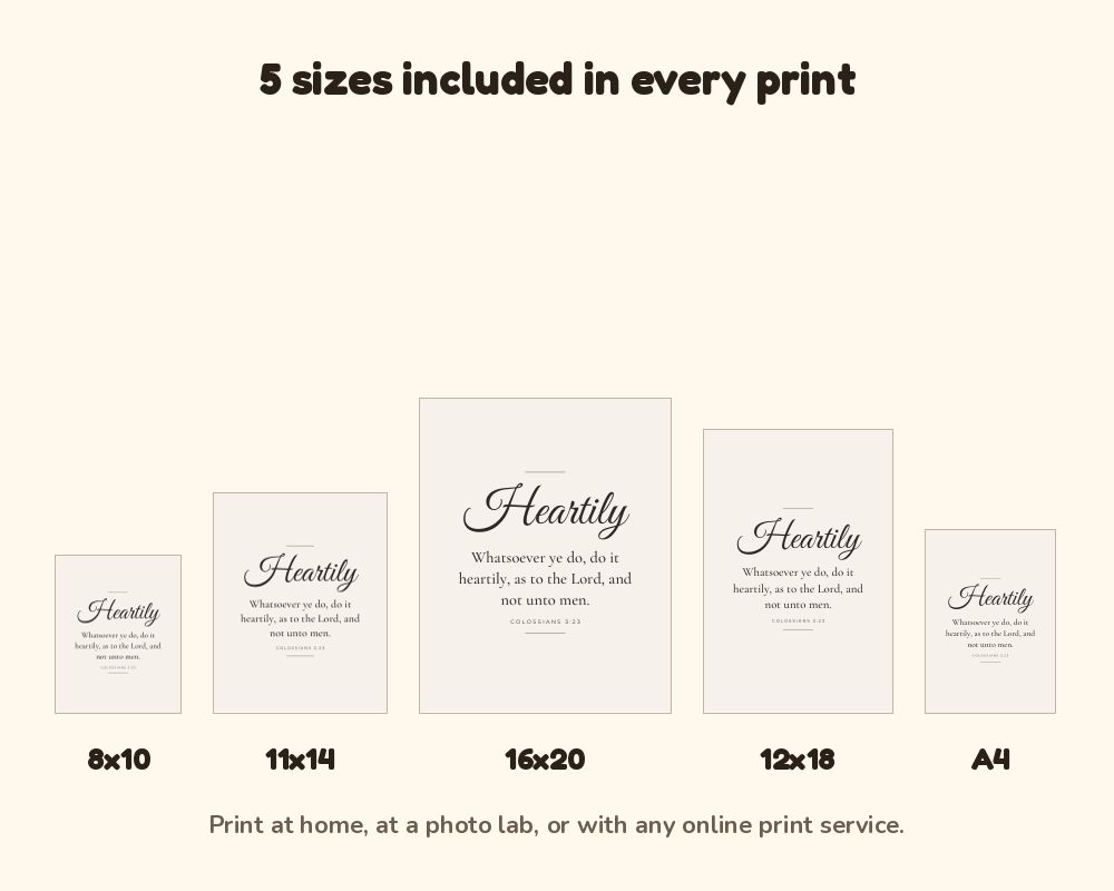 Home Office Scripture Wall Art Set of 3: Work & Purpose Bible Verse Prints printable preview 3