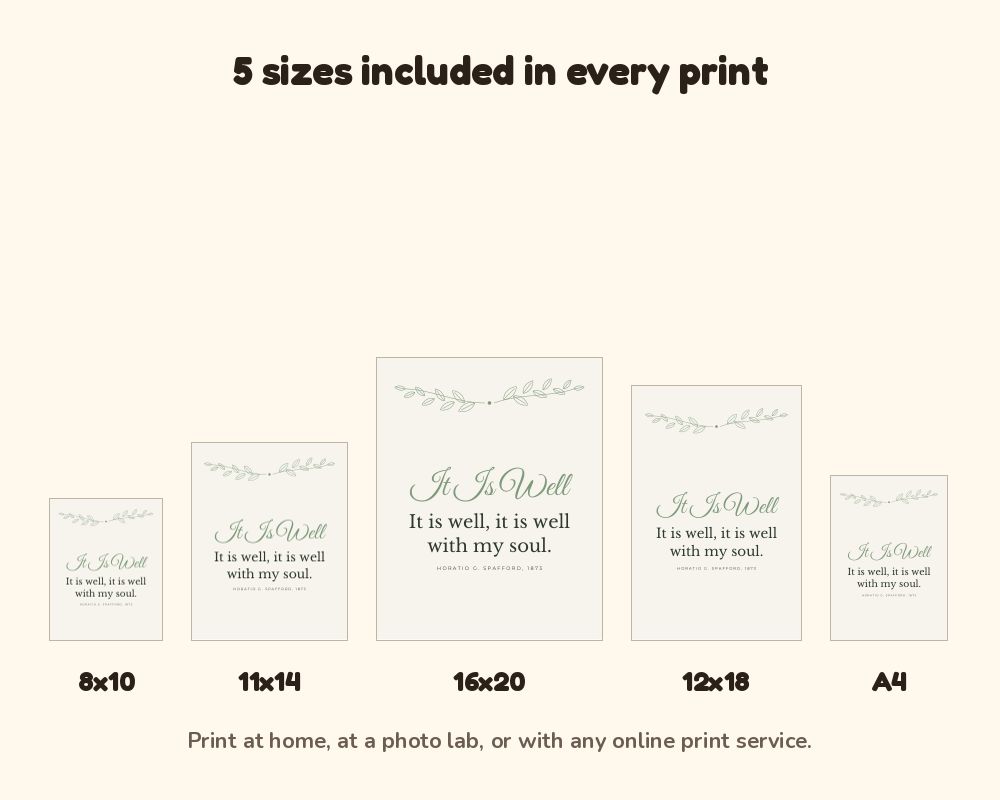 Classic Hymn Wall Art Set of 3: It Is Well, Amazing Grace & Great Is Thy Faithfulness printable preview 3
