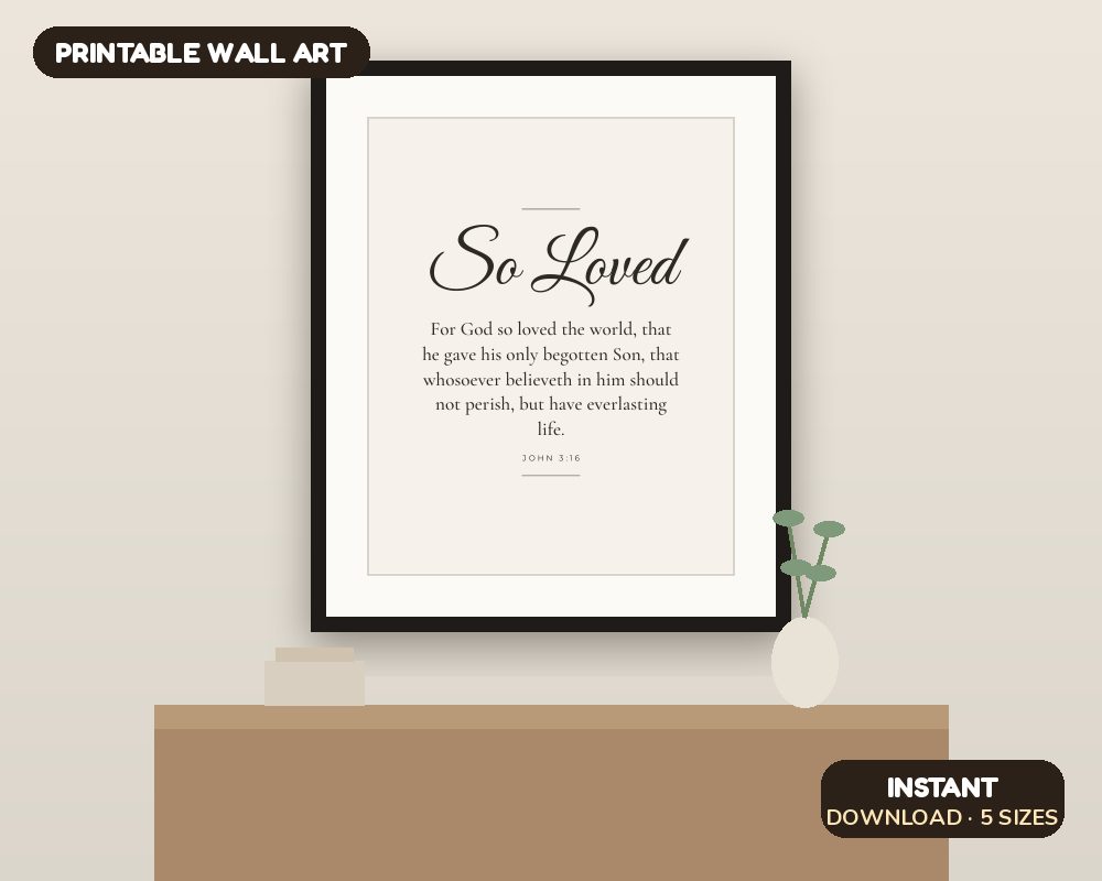 John 3:16 Wall Art: Minimalist Scripture Print (KJV)