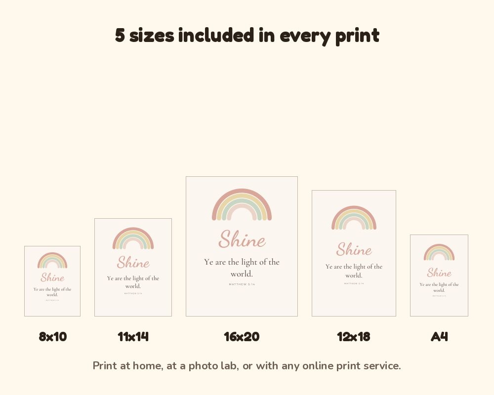 Kids Room Bible Verse Wall Art Set of 3: Rainbow Scripture Prints printable preview 3