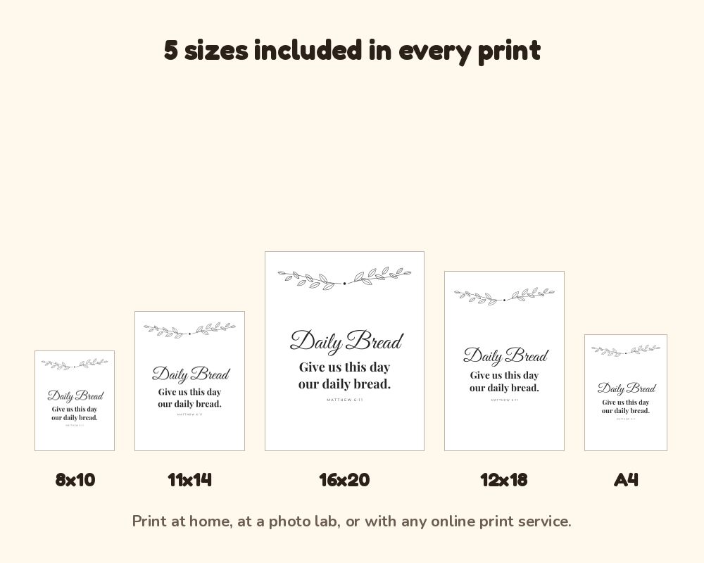 Farmhouse Kitchen Wall Art Set of 3: Daily Bread Scripture Prints printable preview 3
