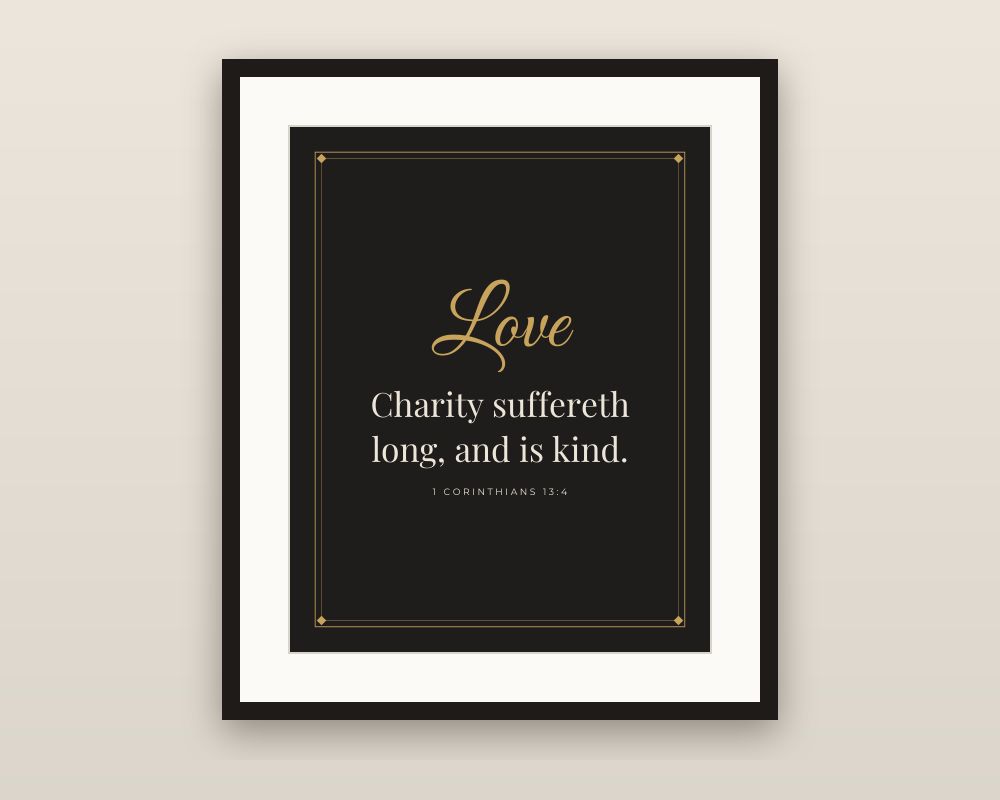 Love & Marriage Scripture Wall Art Set of 3: Black & Gold Bedroom Prints printable preview 2