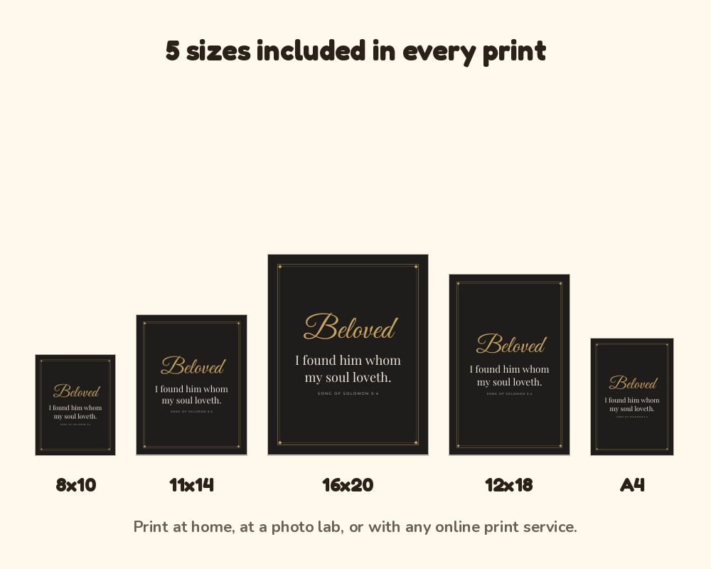 Love & Marriage Scripture Wall Art Set of 3: Black & Gold Bedroom Prints printable preview 3