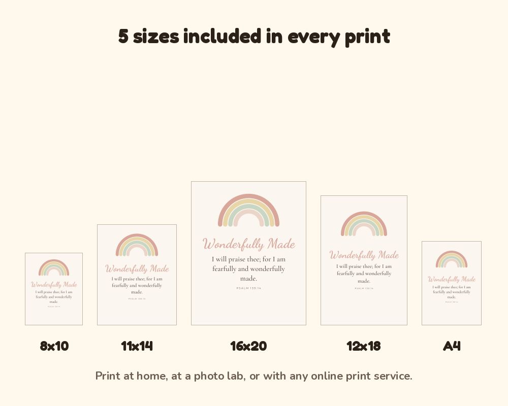 Nursery Bible Verse Wall Art Set of 3: Pastel Rainbow Scripture Prints printable preview 3