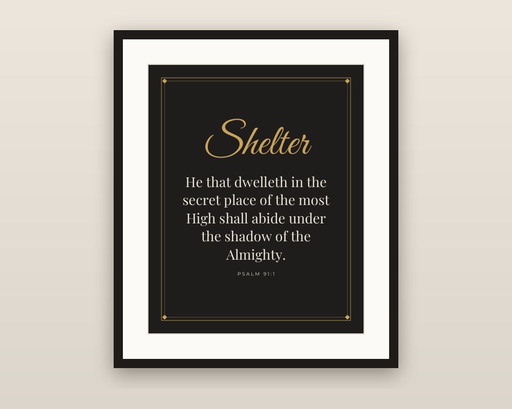 Psalm 91 Wall Art: Black & Gold Scripture Print (KJV) printable preview 2