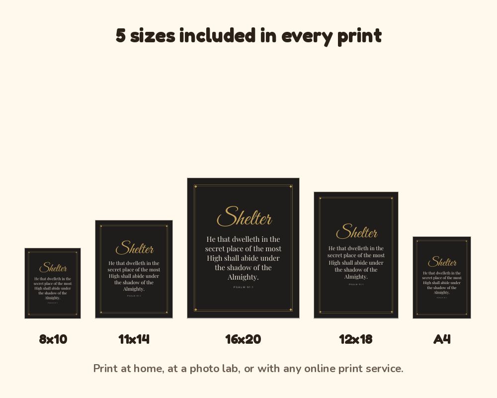 Psalm 91 Wall Art: Black & Gold Scripture Print (KJV) printable preview 3
