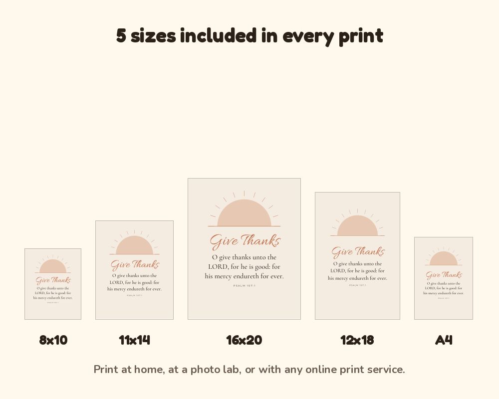 Fall Thanksgiving Wall Art Set of 3: Give Thanks Scripture Prints printable preview 3