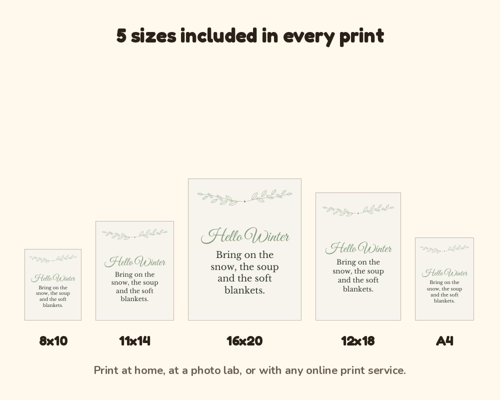 Winter Wall Art Set of 3: Hello Winter, Cozy Season & Let It Snow Printable Prints printable preview 3