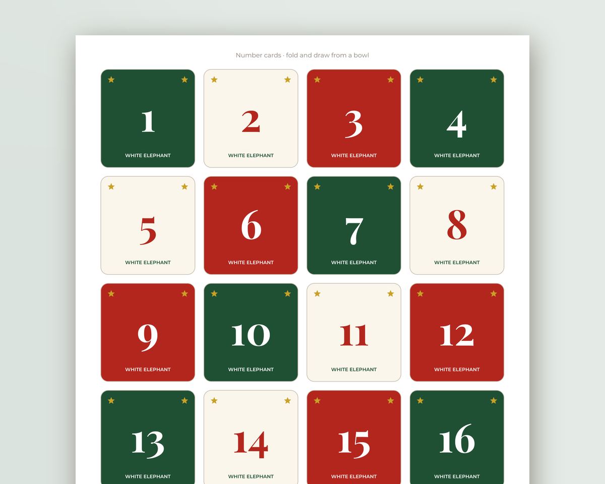 Free printable White Elephant Gift Exchange Rules sample page