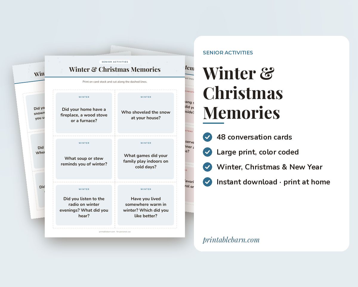 Winter & Christmas Memories: 48 Large-Print Reminiscence Cards for Seniors