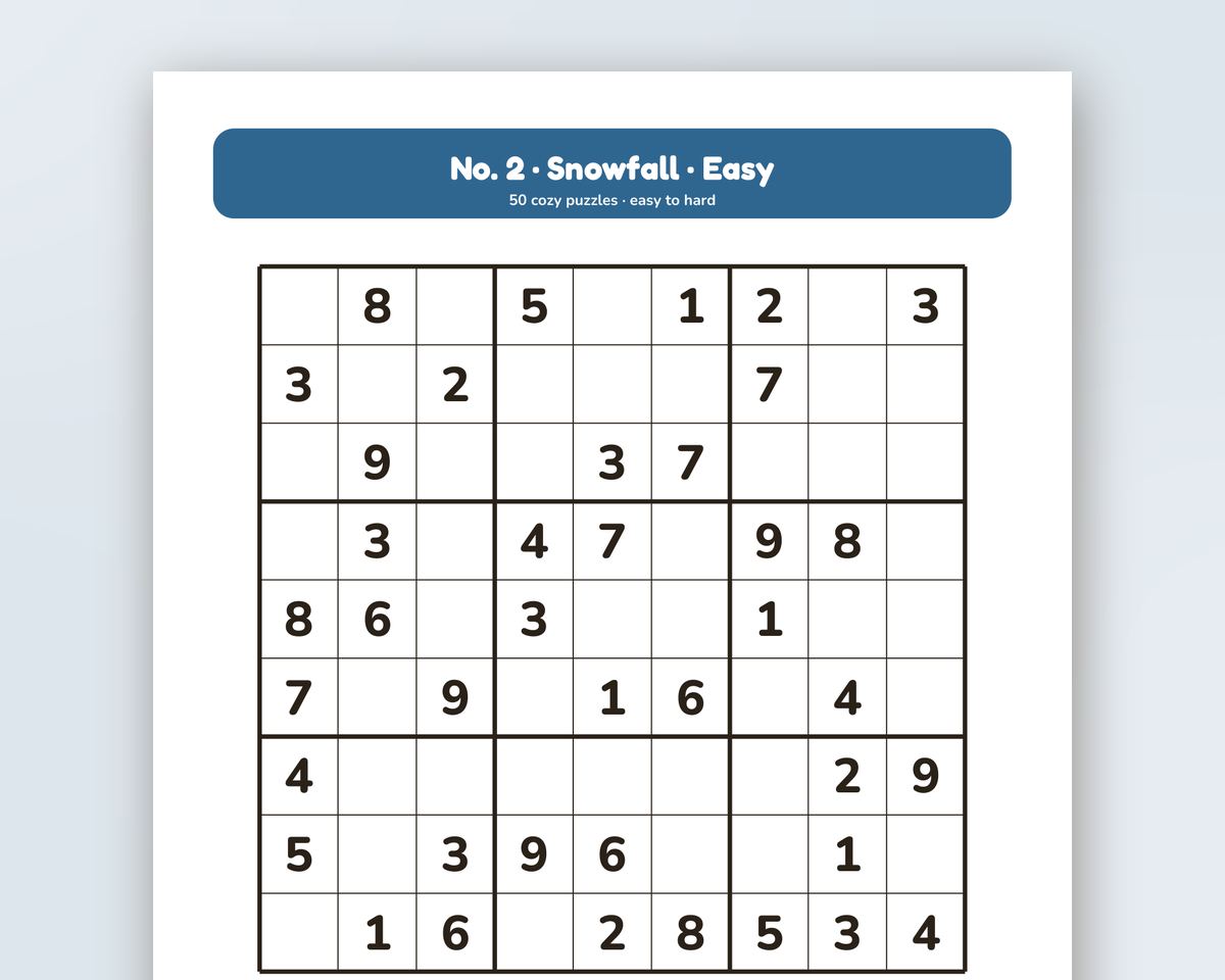 Winter Sudoku: 50 Printable Puzzles, Easy to Hard (Large Print) printable preview 2