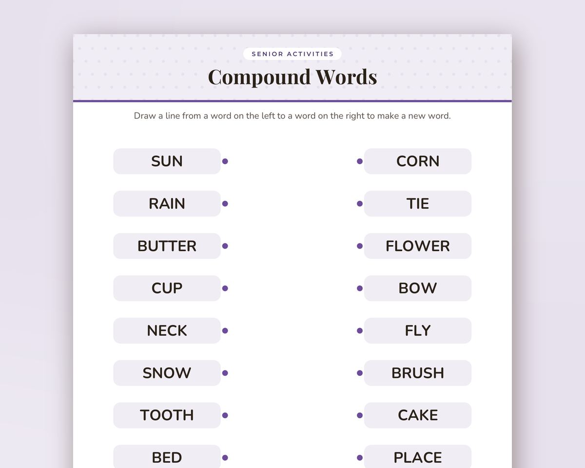 Word Games for Seniors: Word Links, Compound Words & Odd One Out (Large Print) printable preview 2