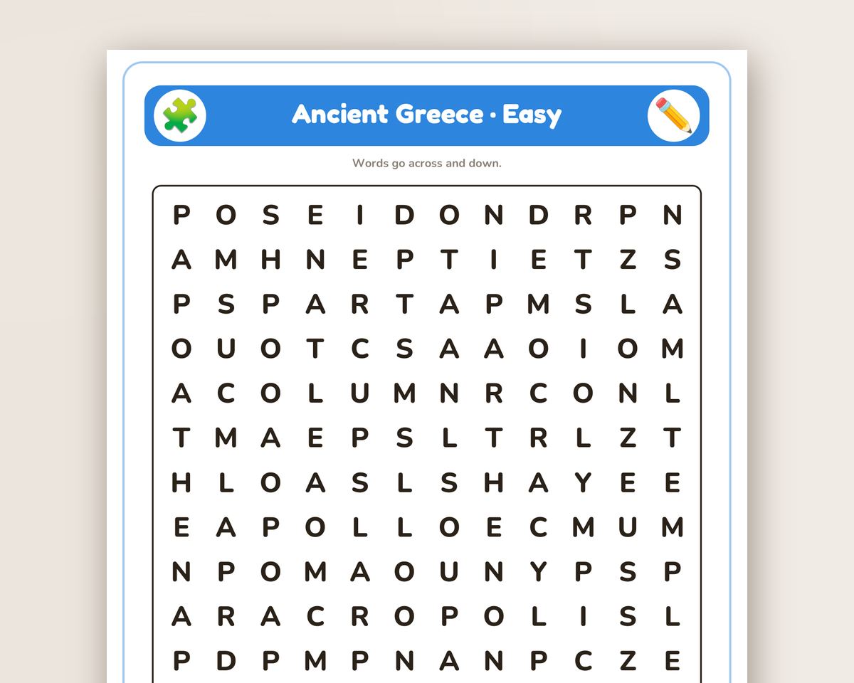 History Word Search Book: 40 Printable Puzzles (Ancient Egypt, Greece, Rome, Vikings, American Revolution, Civil War) printable preview 2