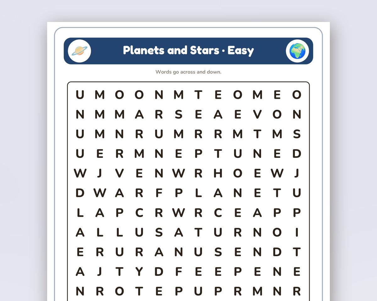 Science & Space Word Search Book: 24 Printable Puzzles (Planets, Constellations, Human Body) printable preview 2