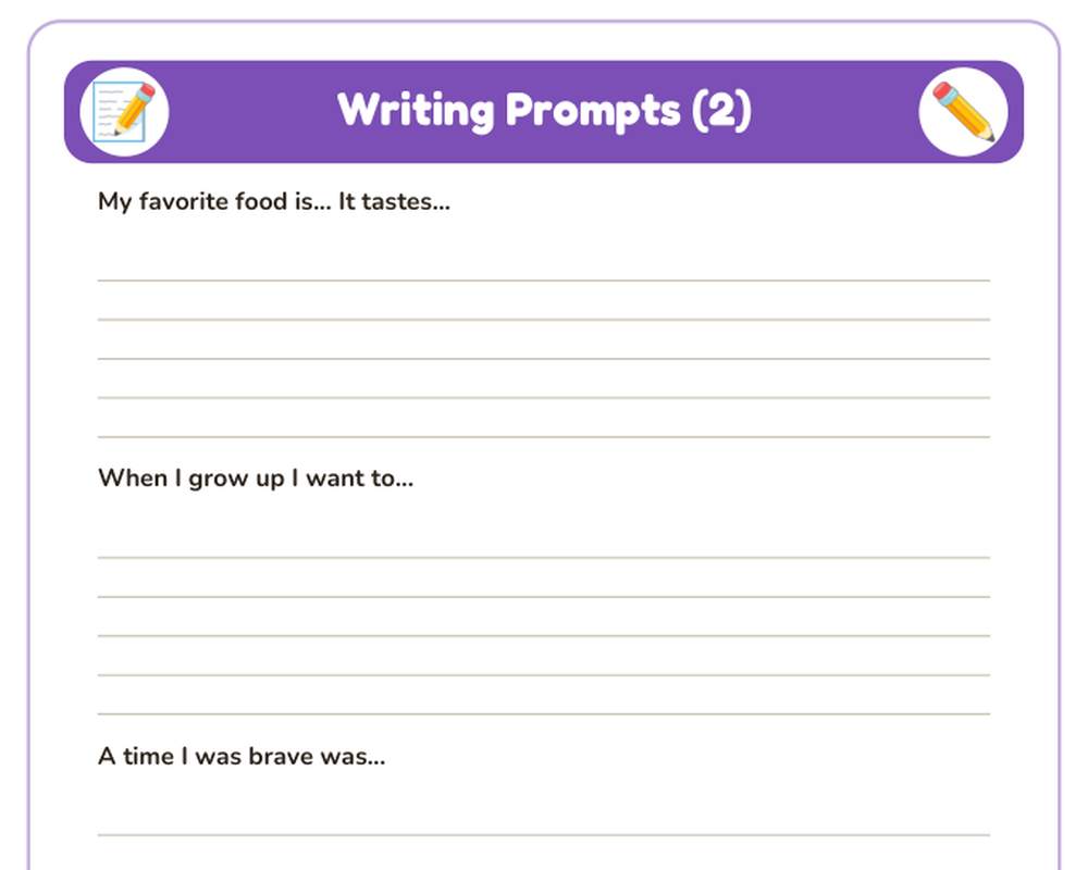 Writing Prompts for K–2nd grade: 15 Printable Journal Pages printable preview 2