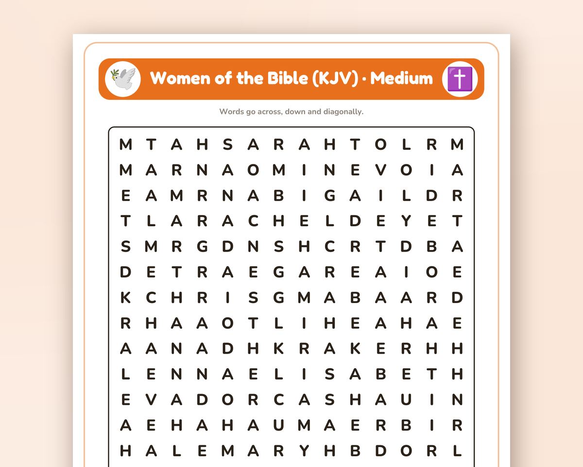 Free printable Women of the Bible sample page